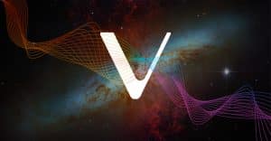 VeChain logo with space background
